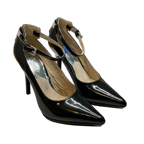 Michael Kors Alani Mary Jane Heels Black Patent Leather Pumps Platform 6.5 - Picture 1 of 10